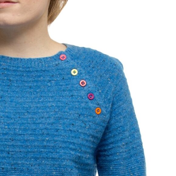 NEW Tabitha Webb Double Links Button Yoke Sweater - Lambswool in blue 1125 3s7 - Picture 3 of 4